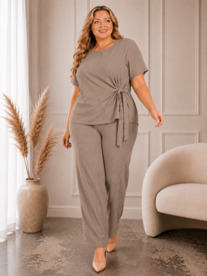 Komplet plus size z wiązaniem z boku ( r. 48-54)