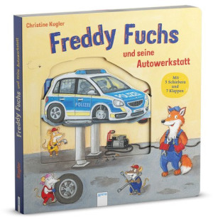 Freddy Fuchs und seine Autowerkstatt Pappbilderbuch mit Reimen, Schiebern und Klappen ab 2 Jahren