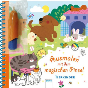 Ausmalen mit dem magischen Pinsel. Tierkinder Malbuch mit Wassertankstift ab 3 Jahren