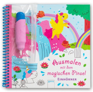 Ausmalen mit dem magischen Pinsel. Einhörner Malbuch mit Wassertankpinsel für Kinder ab 3 Jahren