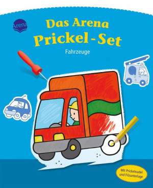 Das Arena Prickel-Set. Fahrzeuge Mit Filzmatte und Prickelnadel Aufstellfiguren ausstanzen ab 4 Jahren