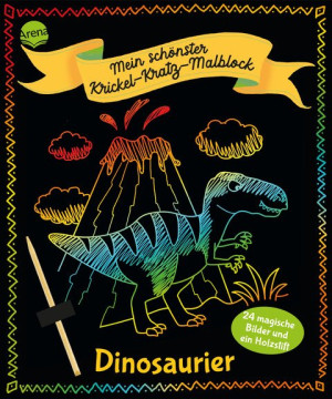 Mein schönster Krickel-Kratz-Malblock. Dinosaurier Beschäftigungsbuch für Kinder ab 5 Jahren mit 24 magischen Bildern und einem Holzstift