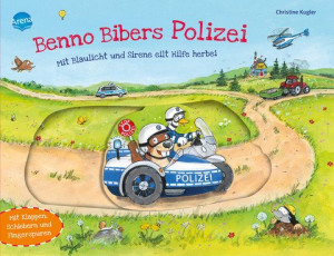 Benno Bibers Polizei. Mit Blaulicht und Sirene eilt Hilfe herbei Pappbilderbuch mit Klappen, Schiebern und Fingerspuren ab 2 Jahren