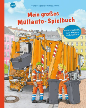 Mein großes Müllauto-Spielbuch Pappbilderbuch mit Drehscheibe, vielen Klappen und Schiebern ab 2 Jahren
