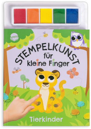 Stempelkunst für kleine Finger. Tierkinder Fingerstempeln für Kinder ab 3 Jahren mit 5 Stempelkissen