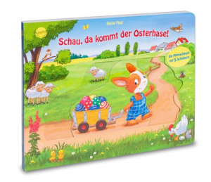 Schau, da kommt der Osterhase! Ein Mitmachbuch für die Osterzeit mit 5 Schiebern für Kinder ab 2 Jahren