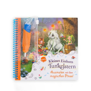 Ausmalen mit dem magischen Pinsel. Kleines Einhorn Funkelstern Malbuch mit Wassertankpinsel für Kinder ab 3 Jahren