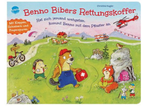 Benno Bibers Rettungskoffer. Hat sich jemand wehgetan, kommt Benno mit dem Pflaster an Pappbilderbuch mit lustigen Klappen und Schiebern ab 2 Jahren