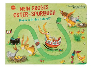Mein großes Oster-Spurbuch. Wohin rollt das Osterei? Pappbilderbuch mit Spurrillen und beweglichem Osterei, das durchs Buch geschoben wird, ab 3...