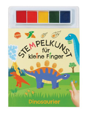 Stempelkunst für kleine Finger. Dinosaurier Fingerstempeln für Kinder ab 3 Jahren mit 5 Stempelfarben