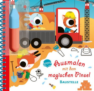 Ausmalen mit dem magischen Pinsel. Baustelle Malbuch mit Wassertankstift für Kinder ab 3 Jahren. Selbstständige Beschäftigung. Malen ohne Flecken