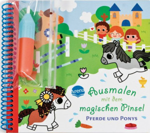 Ausmalen mit dem magischen Pinsel. Pferde und Ponys Malbuch mit Wassertankstift für Kinder ab 3 Jahren. Selbstständige Beschäftigung. Malen ohne...
