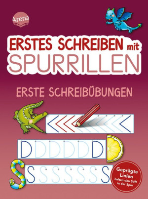 Erstes Schreiben mit Spurrillen. Erste Schreibübungen Übungsblock zum Schreiben lernen mit geprägten Schwüngen und Buchstaben, für ein klares...