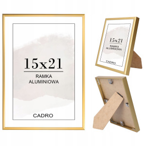 RAMKA NA ZDJĘCIA ZŁOTA RAMA ALUMINIOWA A5 15x21