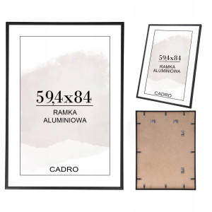 RAMKA NA ZDJĘCIA CZARNA RAMA ALUMINIOWA 59,4x84