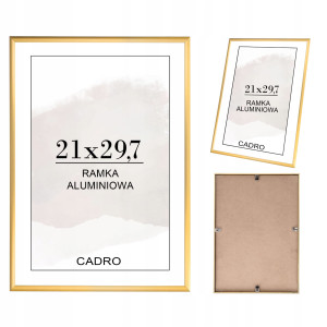 RAMKA NA ZDJĘCIA ZŁOTA RAMA ALUMINIOWA A4 21x29,7