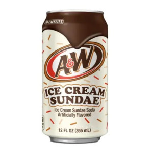 A&W Ice Cream Sundae 355ml Bezkofeinowy gazowany napój o smaku lodów waniliowych z nutą czekolady