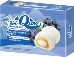 QLOVE Blueberry Creamy Flavour Double Filling Mini Mochi 180g Tajwański deser o smaku jagodowo- śmietankowym