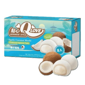QLOVE Exotic Coconut Mini Mochi 80g Tajwański deser o smaku kokosowym
