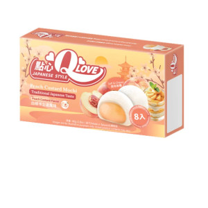 QLOVE Peach Custard Mini Mochi 80g Tajwański deser o smaku brzoskwiniowym