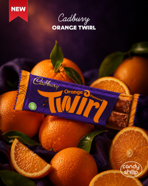 Cadbury Twirl Orange 43g Dwa batoniki z mlecznej czekolady o smaku pomarańczowym