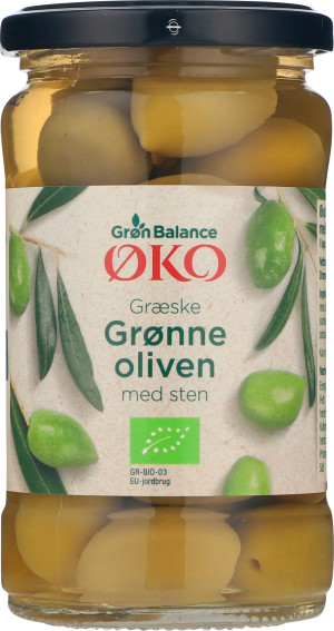 Grøn Balance Grüne Oliven mit Stein BIO 300 g