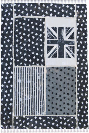 Bawełniany Dywan z Frędzlami - VINTAGE GREY FLAG 9098, rozmiar 140x200 cm