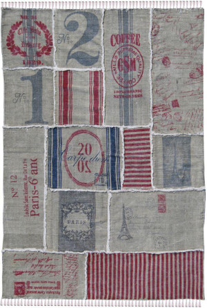 Carpets & More Bawełniany Dywan z Frędzlami - VINTAGE GREY PATCHWORK 9099, rozmiar 140x200 cm