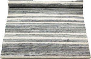 Rug Solid Szaro Biały Dywan Bawełniany z Recyklingu - COTTON GREY OFFWHITE STRIPED 0048 - rozmiary 65x135 cm, 140x200 cm