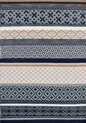 Carpets & More Dywan na Balkon/Taras, z Recyklingu - PLASTIC PRIME DARK BLUE / TAUPE