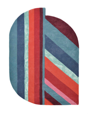 Niebesko-czerwony okrągły dywan geometryczny Ted Baker