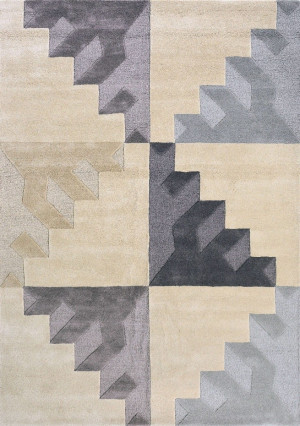 Beżowy dywan w geometryczny wzór Harlequin