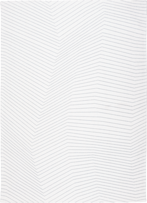 Biały dywan geometryczny w szare linie Jules Flipo