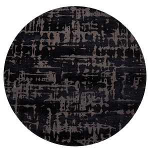 Louis De Poortere Okrągły Dywan Nowoczesny Czarny - BAOBAB BLACK WATER ROUND 9200