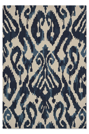 Sanderson Beżowo Granatowy Dywan Zewnętrzny w Ornament - KASURI INDIGO 446208