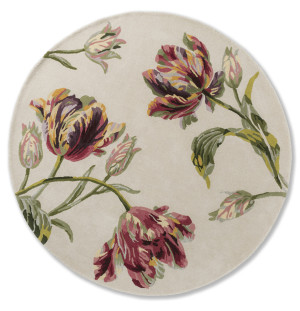 Laura Ashley Beżowy Dywan w Tulipany - GOSFORD CRANBERRY ROUND 081300
