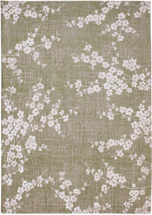 Zielony Nowoczesny Dywan w Kwiaty - SAKURA WET GARDEN - Louis De Poortere