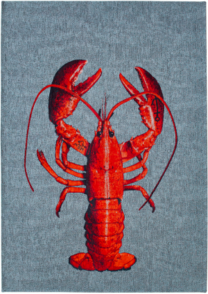 Louis De Poortere Nowoczesny Niebiesko Czerwony Dywan - POP LOBSTER STEAM RED 9389