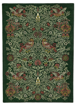 Beżowo-zielony dywan - z motywem roślinnym, wełniany - Morris & Co 