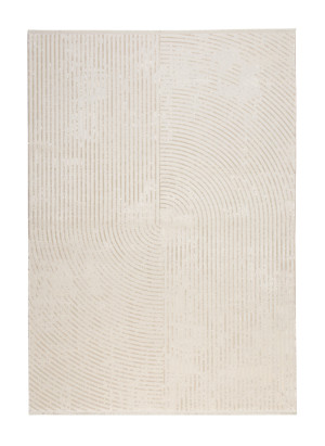 Beżowy geometryczny dywan - z wiskozy - Carpets & More
