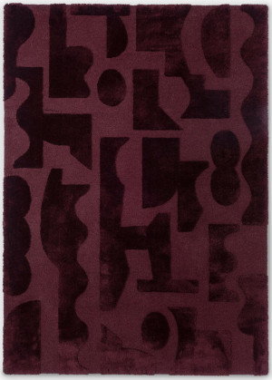 Bordowy wełniany dywan - geometryczny, nowoczesny - Brink & Campman