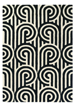 Czarno-biały wełniany dywan geometryczny Florence Broadhurst