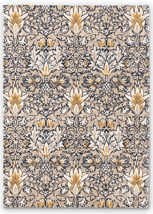 Beżowo-czarny dywan w ornamenty Morris & Co