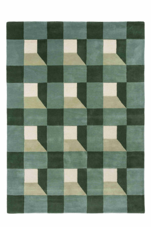 Zielono Beżowy dywan geometryczny Harlequin