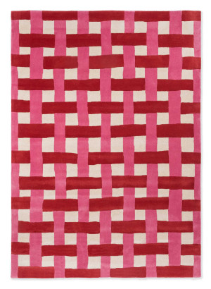 Czerwono-różowy dywan - geometryczny, wełniany - Harlequin