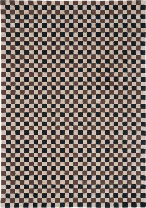Dywan szachownica beżowo-brązowo-zielony - Carpets and More - by Magda Fornal