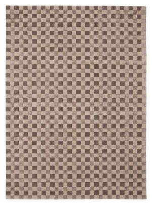 Dywan wełniany szachownica beżowo-szary - Carpets and More - by Magda Fornal