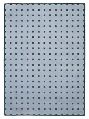 Szary dywan z niebieskimi kwadracikami i ramką - Carpets & More - by Magda Fornal