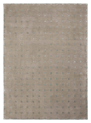 Beżowy dywan z miętowymi kwadracikami i ramką - Carpets & More - by Magda Fornal