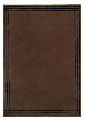 Brązowy wełniany dywan z czarną ramką - Carpets and More - by Magda Fornal